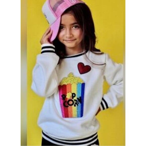 Lola and the Boys- Girls popcorn sweatshirt- white - size Large- READ - Picture 1 of 9